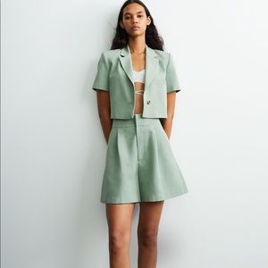 Zara pistachio color linen high waisted shorts